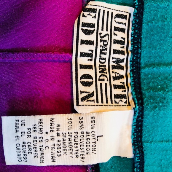 Exercise Leggings, Turquoise & Pink, L - Picture 5 of 16